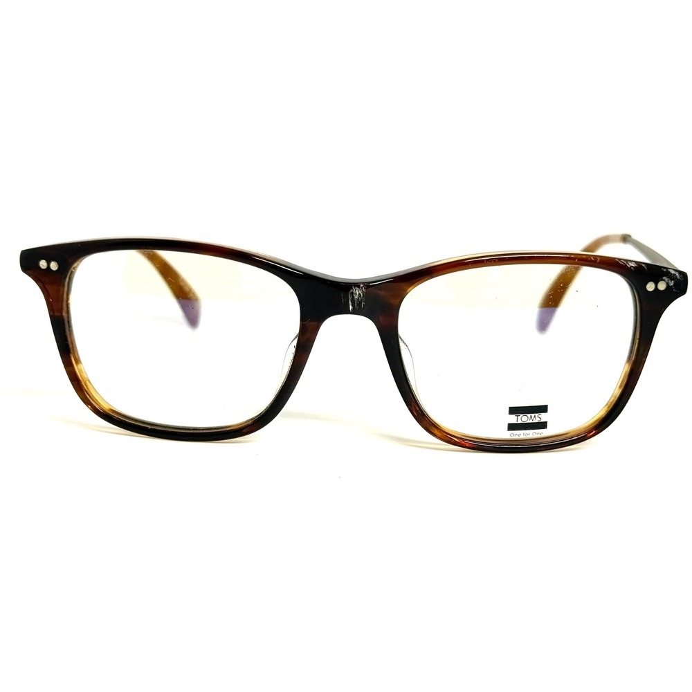 TOMS Jenkins Tortoise Shell Rectangular Eyeglasses Silver Temples 53-16-145